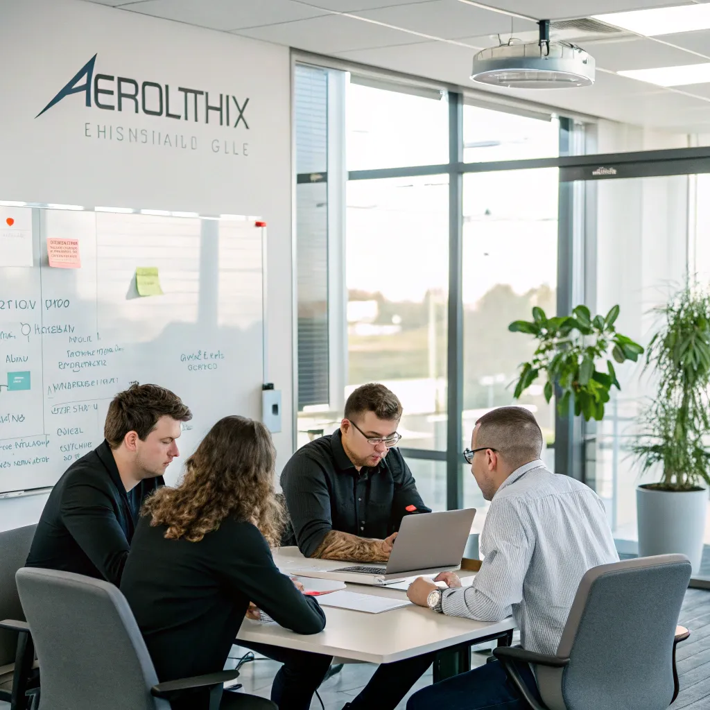 Team discussion at AEROLITHIX office
